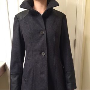 Indigo Coat with Leather Accents